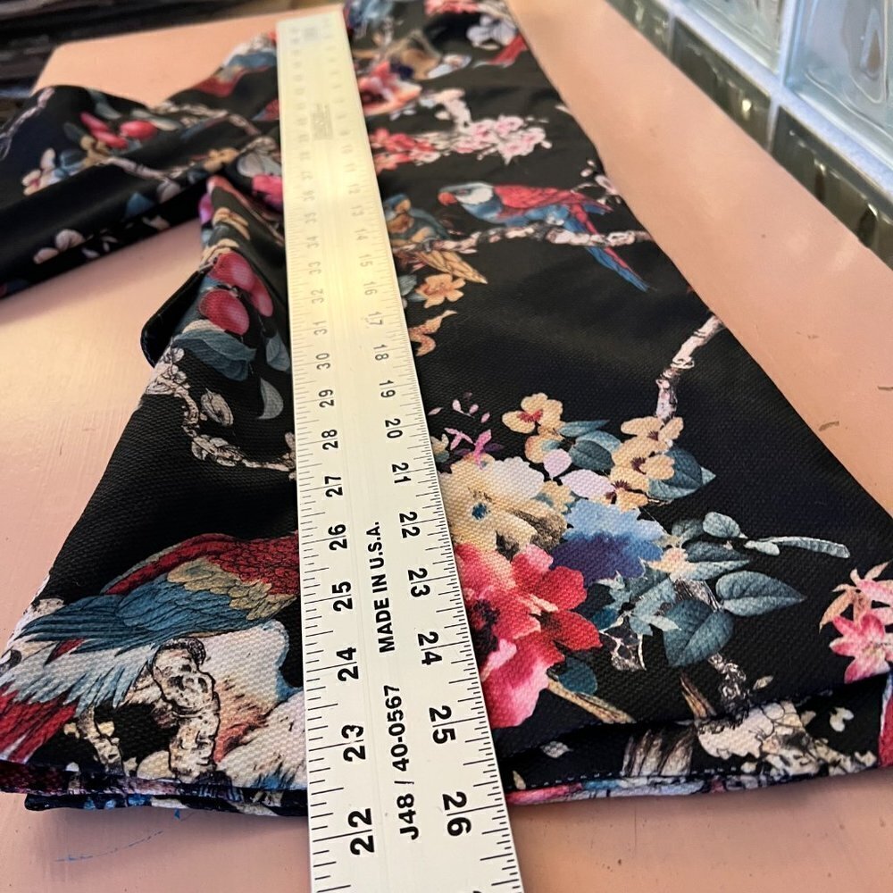 Love Women's Blazer S/M Black‎ One Button Ponte Stretch Pockets Floral Parrots - Picture 9 of 9